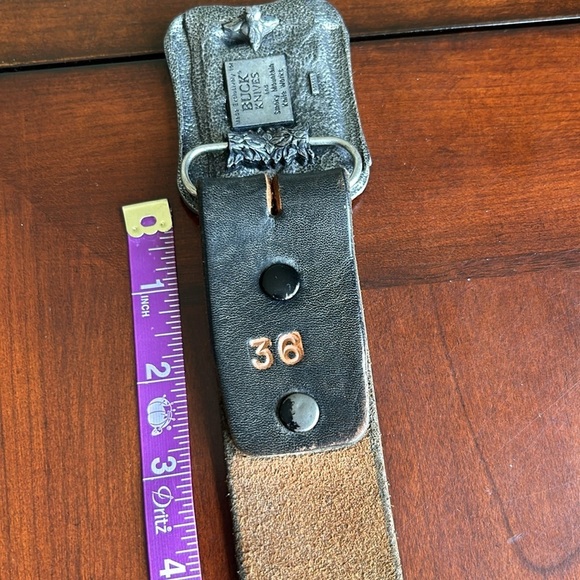 Motor Harley Davidson Cycle leather belt Owl brand sz 36 metal buckle leather - Picture 5 of 17